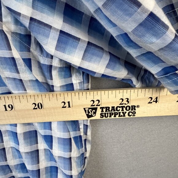 Bugatchi Shirt Mens L Large Blue Plaid Shaped Fit Short Sleeve Button Up Cotton - Picture 5 of 10